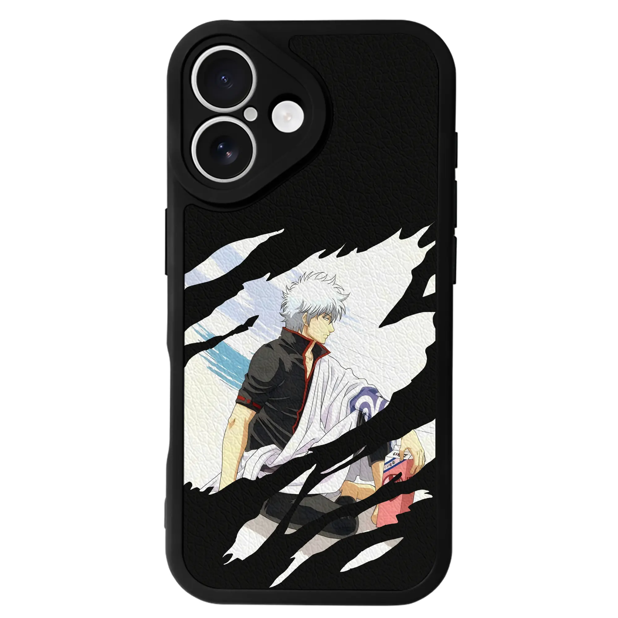 銀魂 グッズ 坂田 銀時 - IPhone 16シリーズ対応 ・ シリコンスマホケース ・ レザー調 ・ 高精度フィット ・ 耐衝撃 ・ ワイヤレス充電対応 ・ 精密カット